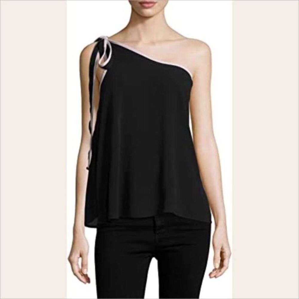 Free People One Shoulder Black & Purple Tie Tank Top NWT